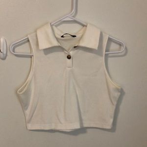 Cropped white tank top